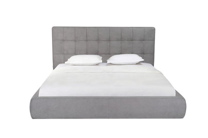 Gray Tufted Linen Blend Upholstered King Bed Frame