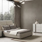 Gray And Cream Faux Leather Upholstered King Bed Frame
