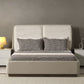 Gray And Cream Faux Leather Upholstered King Bed Frame