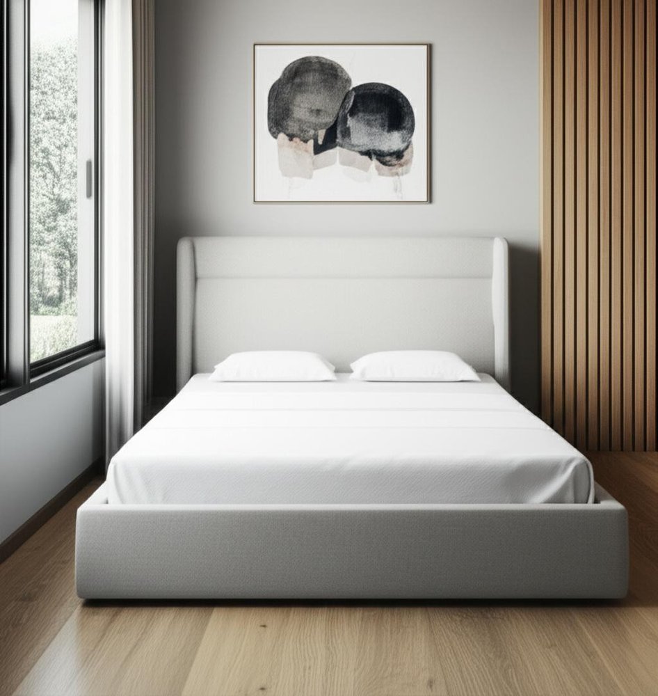 Gray Fabric Upholstered Queen Bed Frame