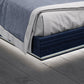 Blue and Gray Wood And Tufted Faux Leather Lighted Queen Bed Frame