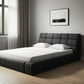 Dark Gray Tufted Linen Blend Upholstered Queen Bed Frame