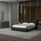 Dark Gray Tufted Linen Blend Upholstered Queen Bed Frame
