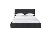 Dark Gray Tufted Linen Blend Upholstered Queen Bed Frame