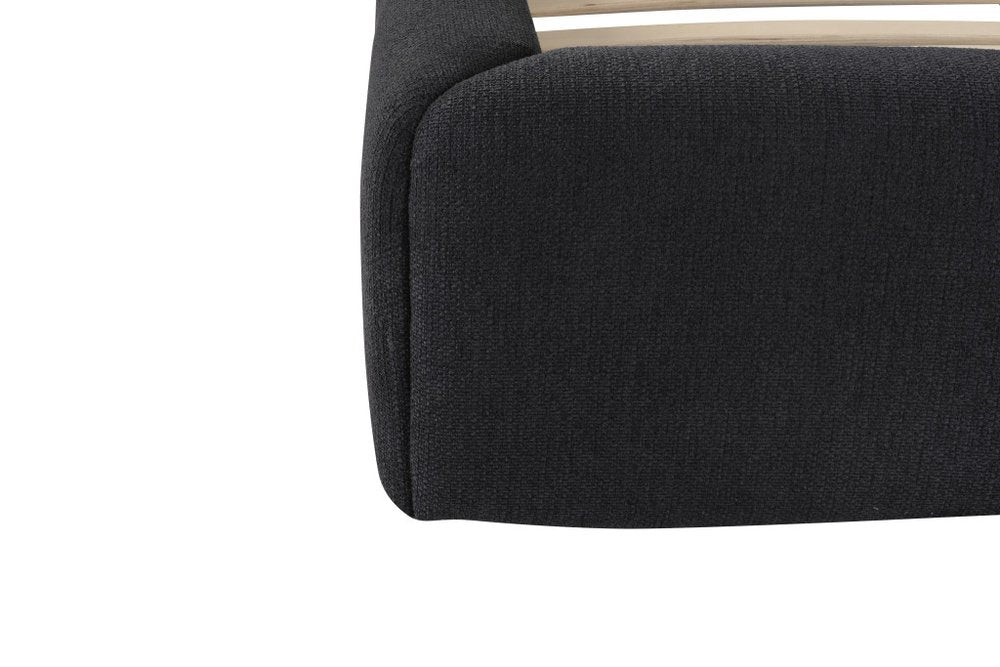 Dark Gray Tufted Linen Blend Upholstered Queen Bed Frame