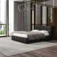Dark Gray Tufted Linen Blend Upholstered Queen Bed Frame