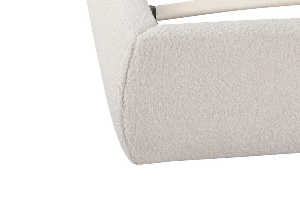 Beige Tufted Boucle Queen Bed Frame
