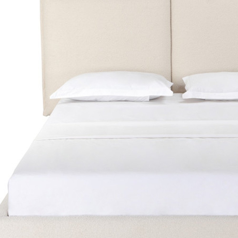 Beige Tufted Boucle Queen Bed Frame