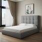 Gray Tufted Linen Blend Upholstered Queen Bed Frame