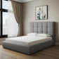 Gray Tufted Linen Blend Upholstered Queen Bed Frame