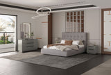 Gray Tufted Linen Blend Upholstered Queen Bed Frame
