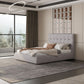 Gray Tufted Linen Blend Upholstered Queen Bed Frame