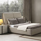 Gray And Cream Faux Leather Upholstered Queen Bed Frame