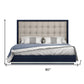 Blue and Gray Wood And Tufted Faux Leather Lighted King Bed Frame
