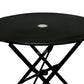 30" Black Rounded Aluminum Folding Outdoor Bistro Table with Umbrella Hole