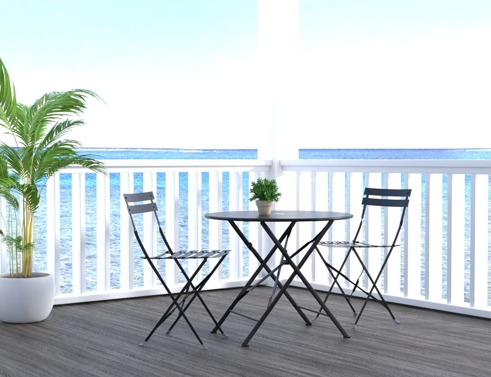 30" Black Rounded Aluminum Folding Outdoor Bistro Table with Umbrella Hole