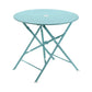 30" Aqua Rounded Aluminum Folding Outdoor Bistro Table with Umbrella Hole