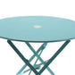 30" Aqua Rounded Aluminum Folding Outdoor Bistro Table with Umbrella Hole