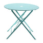 30" Aqua Rounded Aluminum Folding Outdoor Bistro Table with Umbrella Hole