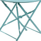 30" Aqua Rounded Aluminum Folding Outdoor Bistro Table with Umbrella Hole