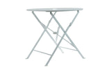 30" White Rounded Aluminum Folding Outdoor Bistro Table with Umbrella Hole