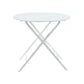 30" White Aluminum Round Folding Outdoor Bistro Table with Umbrella Hole
