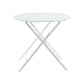 30" White Rounded Aluminum Folding Outdoor Bistro Table with Umbrella Hole