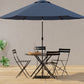 36" Black Rounded Aluminum Folding Outdoor Dining Table with Umbrella Hole