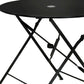 36" Black Rounded Aluminum Folding Outdoor Dining Table with Umbrella Hole