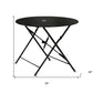 36" Black Rounded Aluminum Folding Outdoor Dining Table with Umbrella Hole