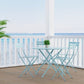 36" Aqua Rounded Aluminum Folding Outdoor Dining Table with Umbrella Hole