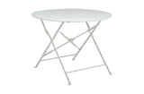 36" White Rounded Aluminum Folding Outdoor Dining Table with Umbrella Hole