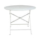 36" White Rounded Aluminum Folding Outdoor Dining Table with Umbrella Hole
