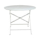 36" White Rounded Aluminum Folding Outdoor Dining Table with Umbrella Hole