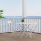 36" White Rounded Aluminum Folding Outdoor Dining Table with Umbrella Hole