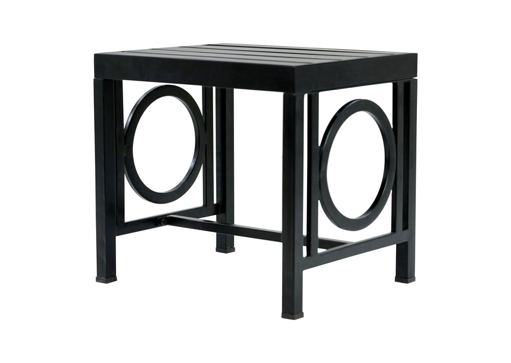 16" Black Aluminum Geo Slat Outdoor Side Table