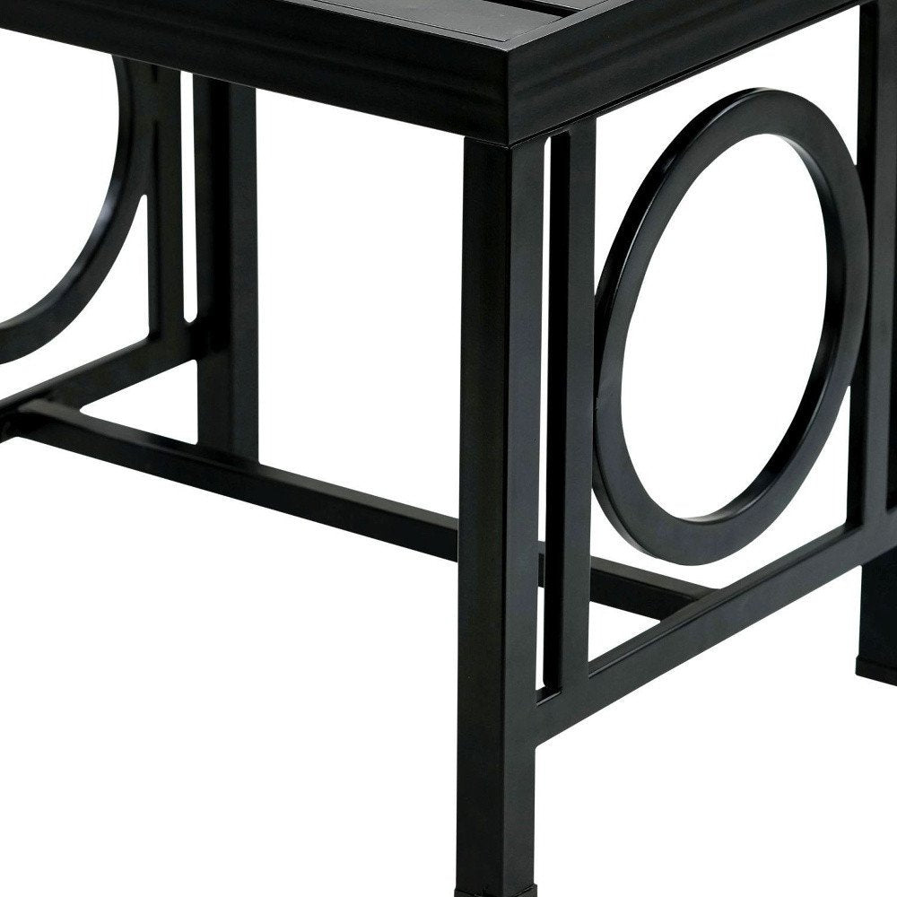 16" Black Aluminum Geo Slat Outdoor Side Table
