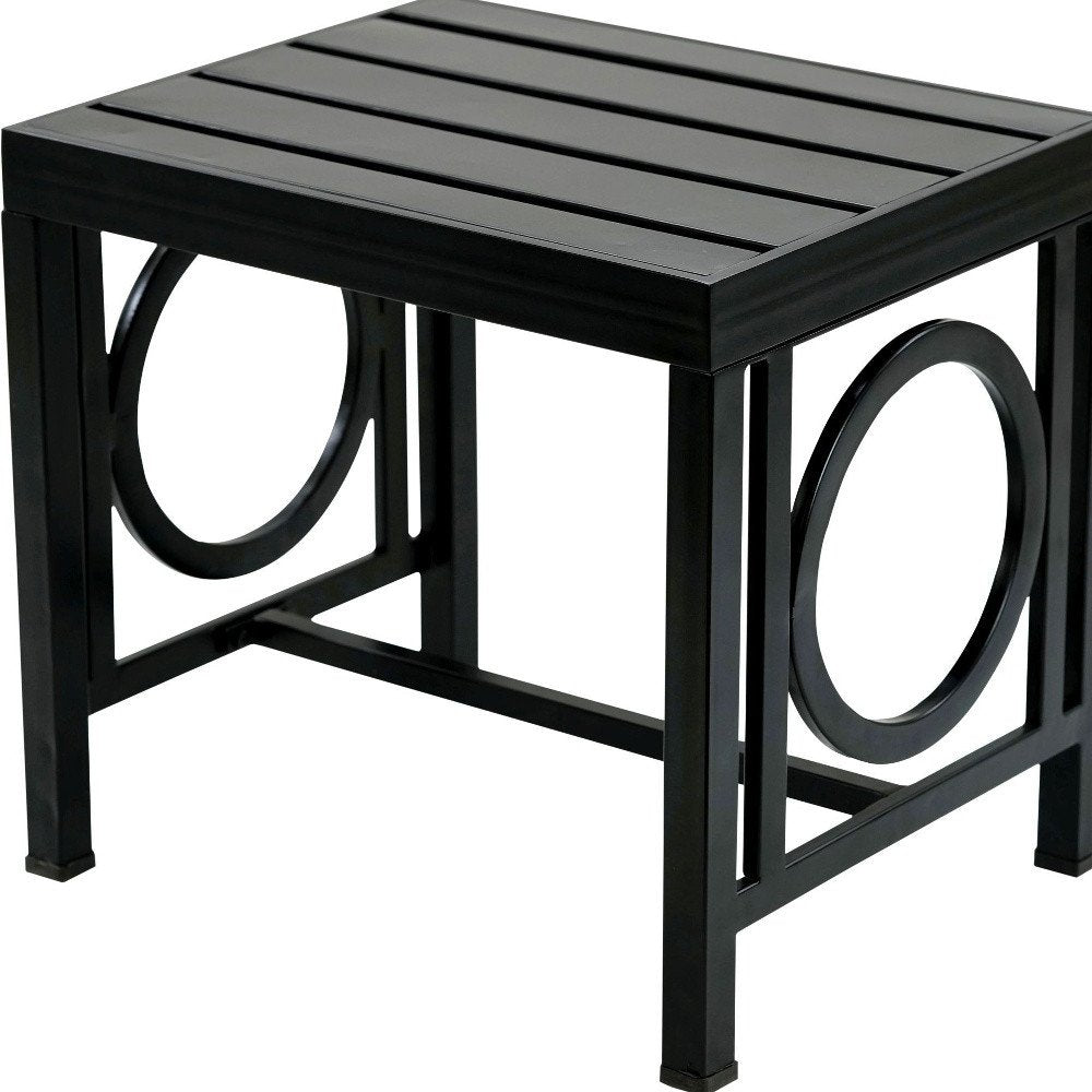 16" Black Aluminum Geo Slat Outdoor Side Table