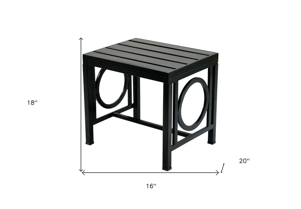 16" Black Aluminum Geo Slat Outdoor Side Table