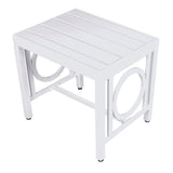 16" White Metal Outdoor Side Table