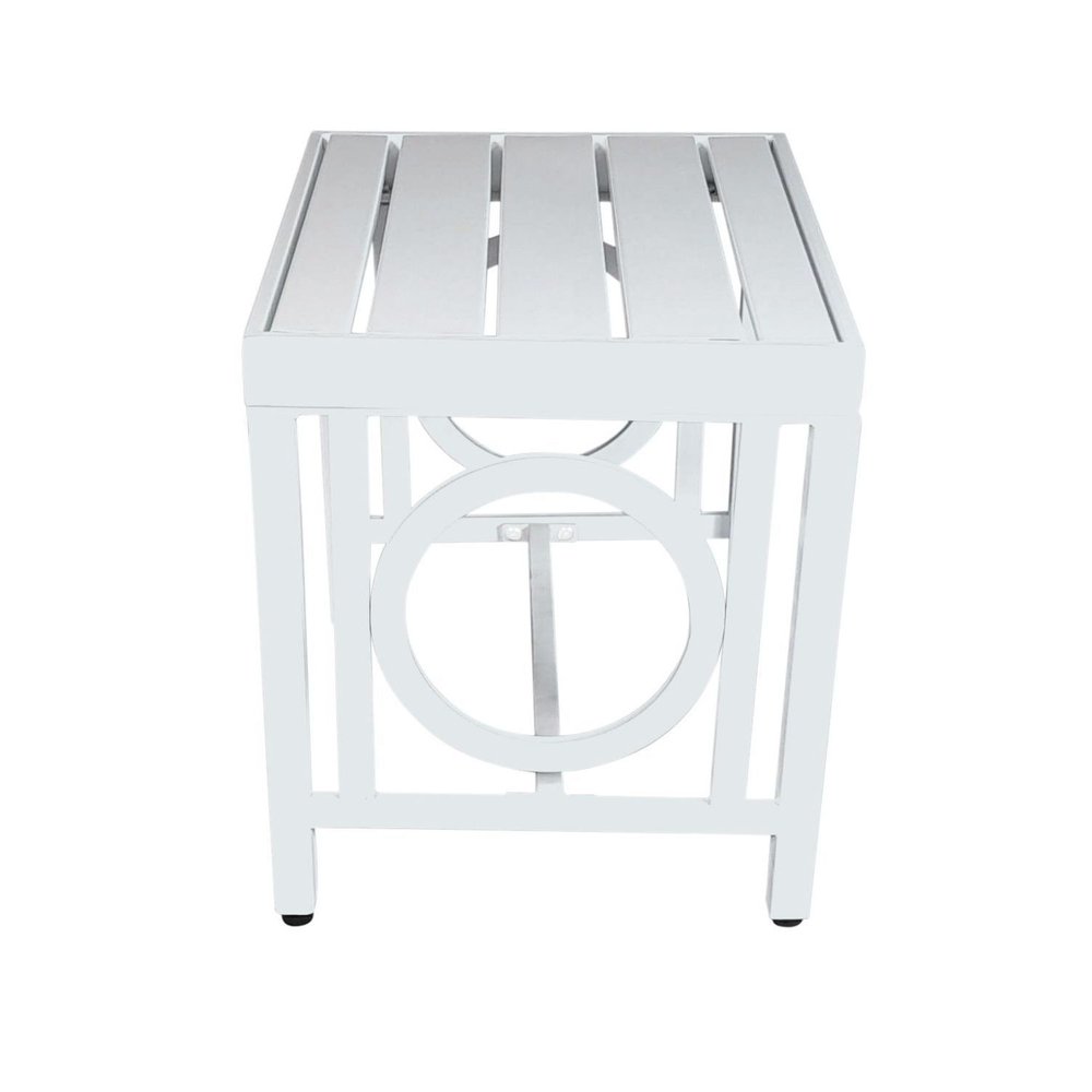 16" White Metal Outdoor Side Table