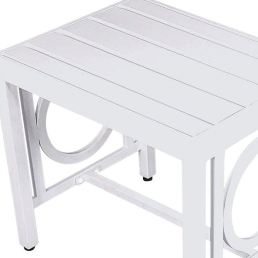 16" White Aluminum Outdoor Side Table