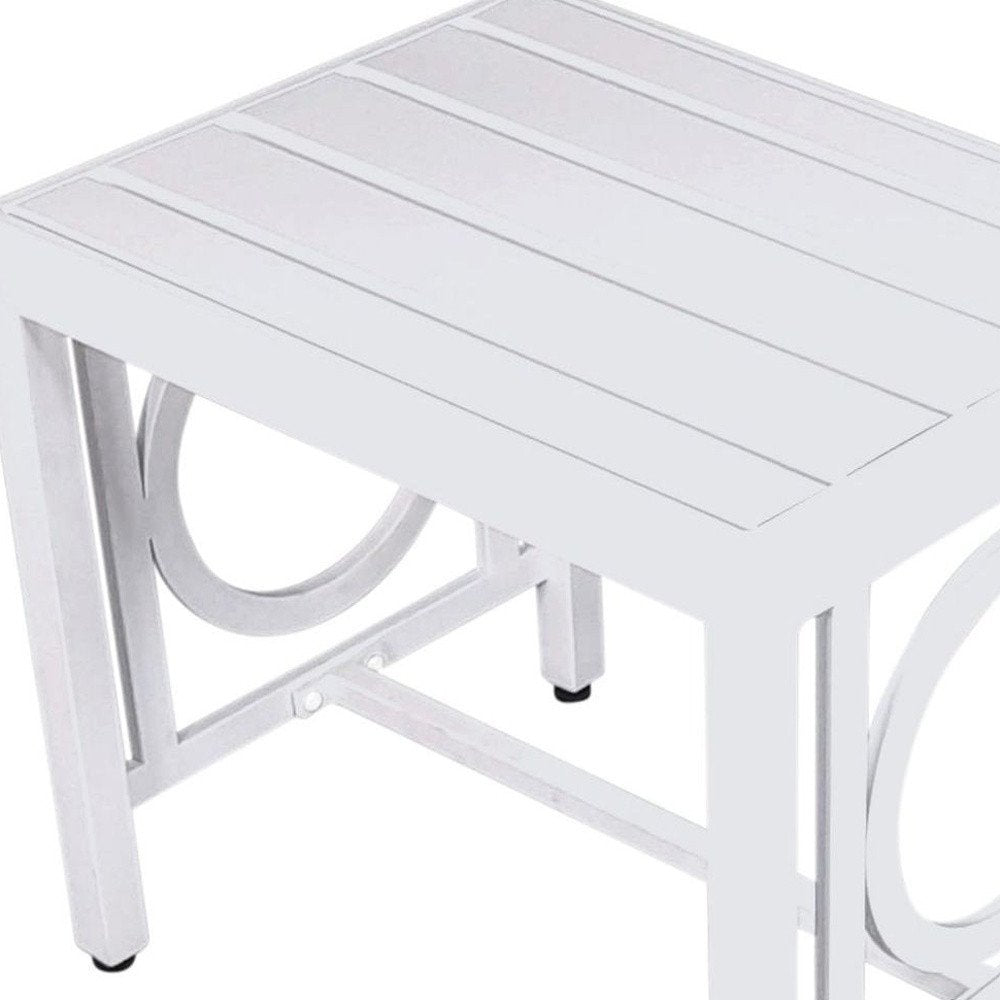 16" White Metal Outdoor Side Table
