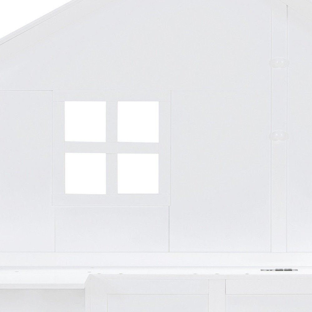 White Wood Twin Canopy Bed Frame With Drawers