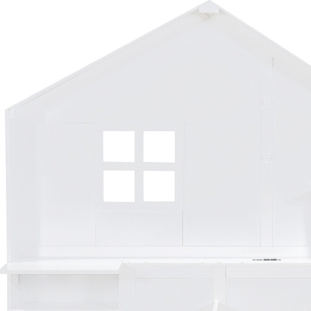 White Wood Twin Canopy Bed Frame With Drawers