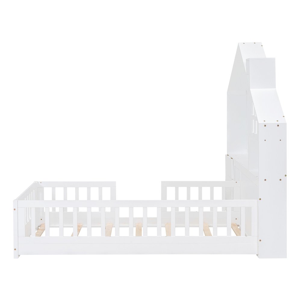 White Wood Twin Canopy Bed Frame With Drawers