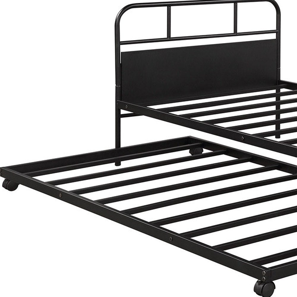 Black Metal Twin Canopy Bed Frame With Trundle