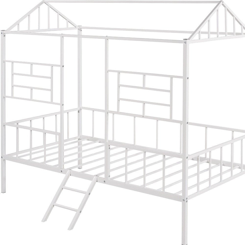 White Metal Twin Canopy Bed Frame
