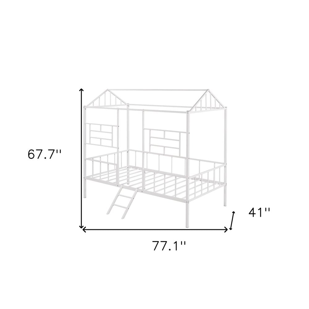White Metal Twin Canopy Bed Frame