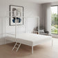 White Metal Twin Canopy Bed Frame